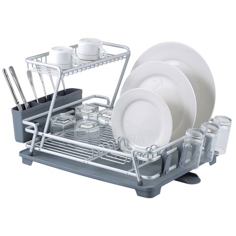 1pc White Double-layer Kitchen Bowl & Dish Rack Countertop Organizer
