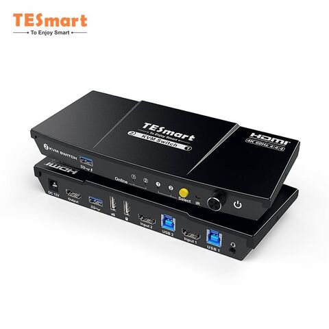 KVM Switch with Serial Port Control, 4K@60Hz 4 in 1 Out HDMI KVM Switcher  Box for Share Mouse Keyboard and Monitor, Can Work with Pi-kvm, Compatible