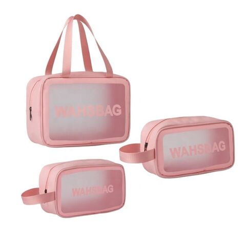 Travel Pink Makeup Bags Bulk Transparent Pvc Large Capacity