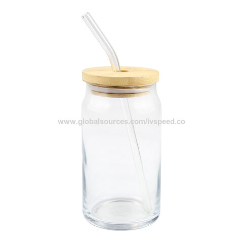 Source Custom Logo Wholesale 16oz Lid with Straw Beer Can Beer Glasses Soda Cup  Glass Cup with Lid on m.