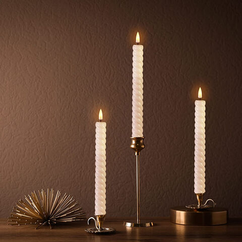 Teal Blue Spiral Flameless Taper Candles with Remote- 6 Pack