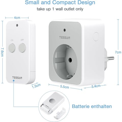 Tessan Smart Socket With Remote Control 30.5 M Range,3600 W Radio ...