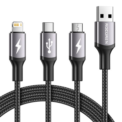 Buy Wholesale China Rocoren 3 In 1 Usb Type C Cable For Iphone 15 14 13 Pro  Max Usbc Fast Charging Charger Cable For Xiaomi Samsung Micro Data Cord & Usb  C