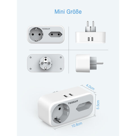 Buy Wholesale China Tessan Double Plugs Socket 4-in-1 Multiple Plugs With 2  Usb 1 Euro Socket And 1 Schuko 2-way Multiple Wall Socket & Socket at USD  4.97