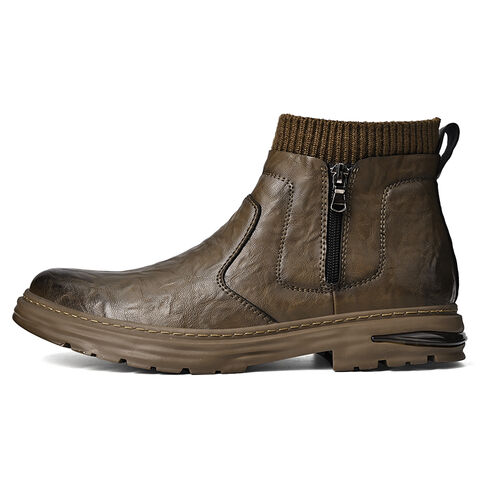 Bottines Habillées Hautes en Cuir avec Doublure Respirante, Semelle Intérieure Rembourrée, Fermeture Éclair, Style Rétro, Tailles 38-46 for sale at factory direct price