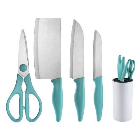 Stainless Steel Kitchen Knives 7 Piece Set Sharp Colorful Blade ABS+TPR  Handle Knife Meat