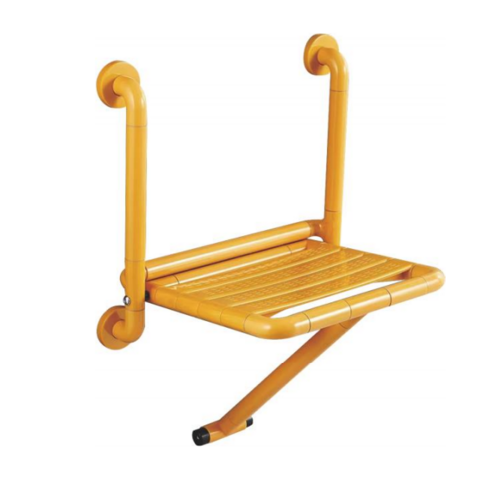 YJL Wall Mounted Folding Bathroom Shower Seat With Support Leg And Grab Bar For Inside Shower for sale at factory direct price