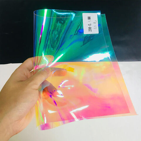 Clear Transparent PVC Holographic Magic DIY Crafts Multicolor Fabric Vinyl  Film