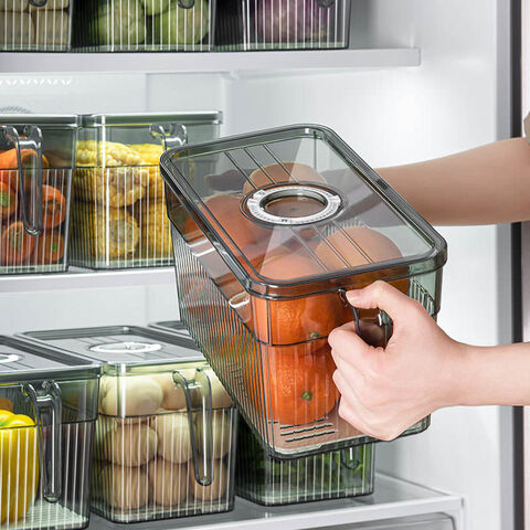 Fridge Organizer with Freshness Timer Lid, Stackable Refrigerator