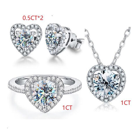 Buy Wholesale China Gra Vvs Moissanite Diamond Jewelry Set 925 Sterling  Silver Gold Luxury Ring Necklace Earrings Wedding Engagement Ring Set & Moissanite  Diamond Ring at USD 28.8