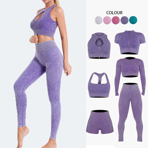 Buy Wholesale China Woman Workout Suit 5 Pcs Women Workout Gym Clothes Long  Sleeve Fitness Leggings Seamless Yoga Sets & Yoga Sets at USD 4