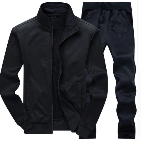 Black Suit Mens Sets 2 Piece Outfits Shirt Fashion Tracksuits