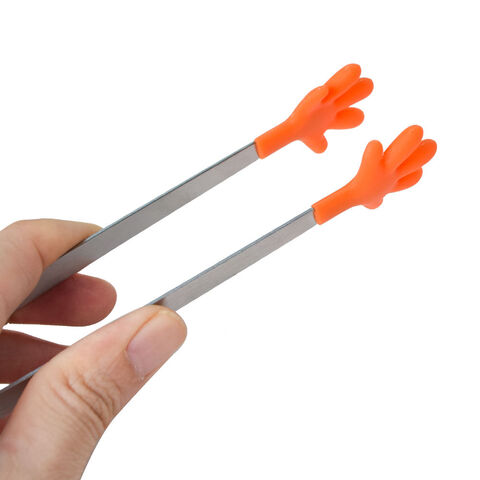 5Inch Silicone Mini Tong Hand Shape Stainless Steel Cooking Tong With Silicone Tip  for Serving Food Ice Cube, fruits, Sugar for sale at factory direct price