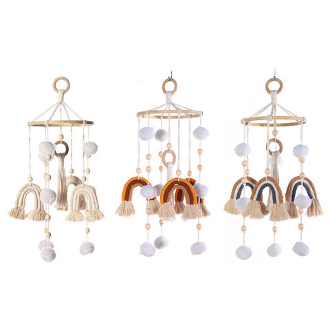 Boho Rainbow Macrame Kids Room Baby Bassinet Nursery Mobile Hanging ...