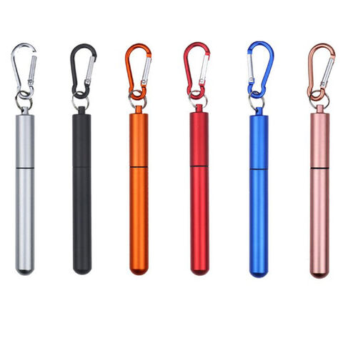 Colorful Stainless Steel Telescopic Extendable Metal Straw Set For