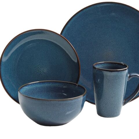 Reactive Glaze Stoneware Dinnerware (Set of 16)