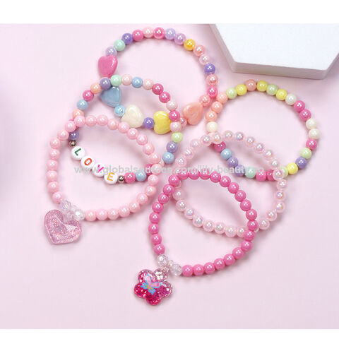 Buy Wholesale China Pink Seep Beaded Bracelets For Kids, Little Girl Plastic Bracelets, Cute ...