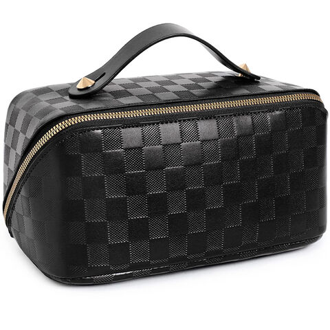 Buy Wholesale China Factory Custom Portable Travel Large Opening Portable Makeup  Toiletry Bag Pu Leather Makeup Bag Cosmetic Organizer For Women & Leather Makeup  Bag at USD 3