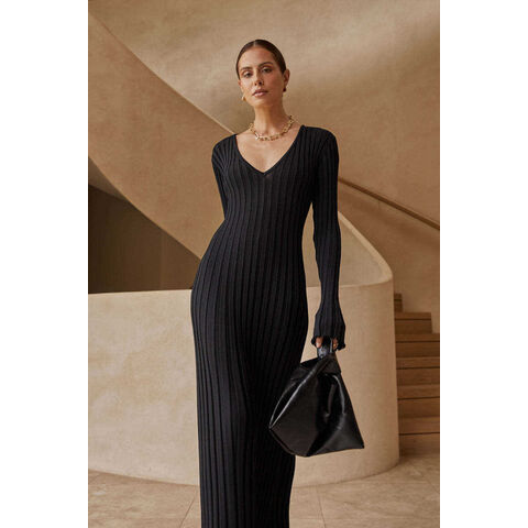 2024 Autumn Winter New Women Knitted Long Sleeved Sweater Dress Sexy High Neck Slim Fit Striped Fashionable Sweater Outwear