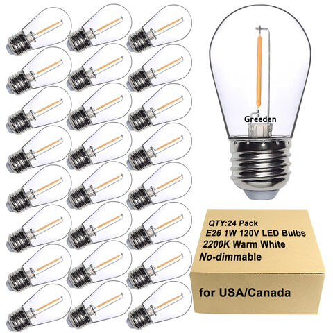 LED Filament S14 Light Bulb, 2200K, 1 Watt