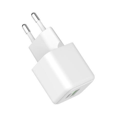 Double chargeur, adaptateur Apple 50W, Dual USB-C, pour iPhone, avec câble  USB-C Lightning
