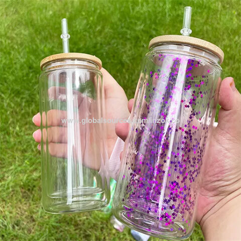Kaufen Sie China Großhandels-Großhandel Doppelwandige Glasbecher 350ml Passend Für 3mm Glitter Soda Bier Kaffee Doppelwandiges Dosenförmiges Bierglas Kristallklar Für Schnee und Doppelwandige Glas Becher zu einem Preis von $1.5 USD