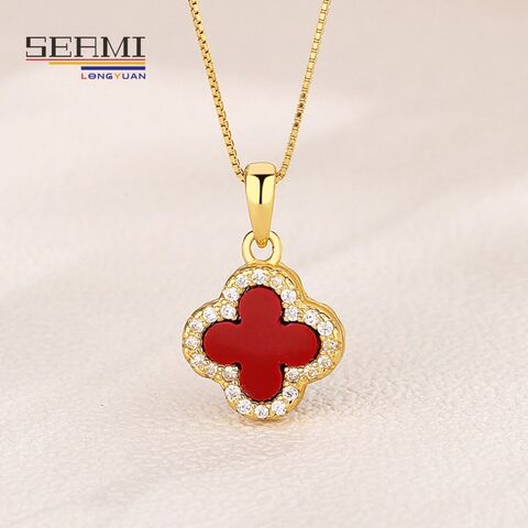 18K Gold Plated CZ Drop Clovers Necklace