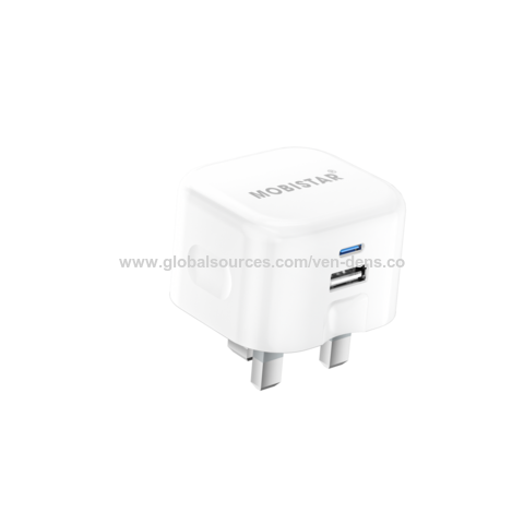 Carregador Rápido USB + Tipo C PD20W GaN, Estoque Disponível, Preço de Fábrica, OEM/ODM, MOQ flexível com Certificações UKCA/CE/ROHS/EMC/LVD/CB