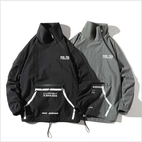 Autumn Outdoor Zipper Neck Pullover Work Jacket For Men Xxxl Bulk Custom Printed Men'S Cargo Windbreaker Jackets for sale at factory direct price