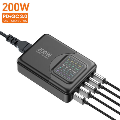 Vina 65W 200Watt 3A Chargeur USB Multiport avec Ports Interchangeables PD QC3.0 PPS - Chargeur Mural UK