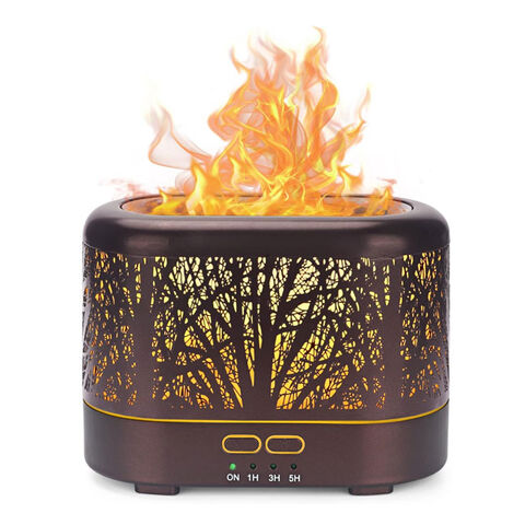 Diffuseurs d'Huiles Essentielles à Flamme, Diffuseurs pour Huiles Essentielles, Diffuseur d'Aromathérapie Métallique avec Lumière de Flamme