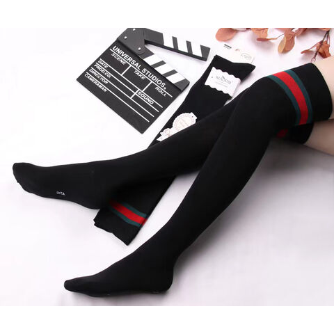 Women Plus Size Lace Over The Knee Silicone Anti Sex Socks 
