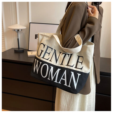 Gentle Woman Letter Print Canvas Bags Fashion Woman Tote Bag