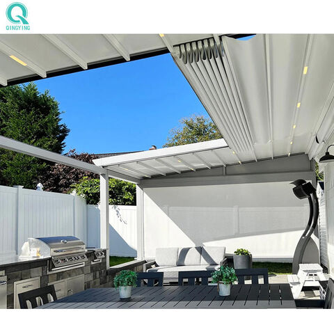 Qingying Waterproof Electric Retractable Roof Sliding Pergola Canopy ...