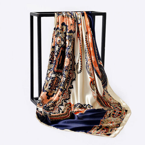 Large Printed Silk Scarf, Silky Shawl