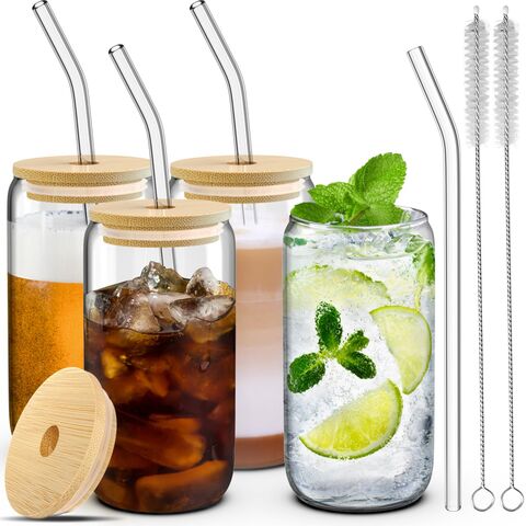 Buy Wholesale China Glass Cups With Lids And Straws 16 Oz, Glasses Drinking  Set, Iced Coffee Cup With Bamboo Lids, Drinking Glasses Tumbler With Straw  & Glass Cups at USD 1.88
