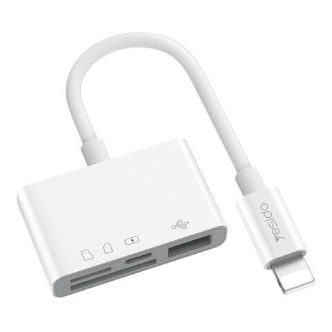 YESIDO GS12 Funktioneller 4-in-1-Kunststoffadapter für iPhone mit TF SD-Kartenleser, USB-Anschluss und OTG-Adapter for sale at factory direct price