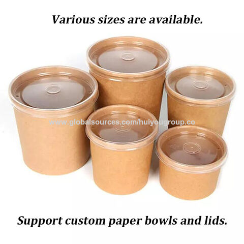 12oz 400ml Single Pe Coating Kraft Paper Salad Bowl With Lid , Eco Friendly