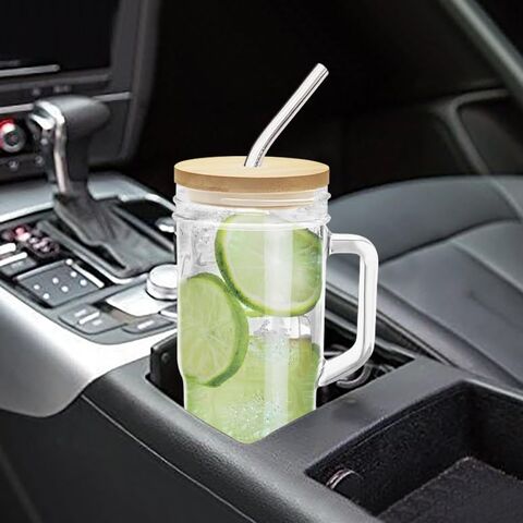 Buy Wholesale China 24oz Glass Tumbler Cups With Handle, Bamboo Lids, And  Straws - Reusable Mason Jar Drinking Glasses For Iced Coffee, Smoothies & Glass  Cups at USD 4.88