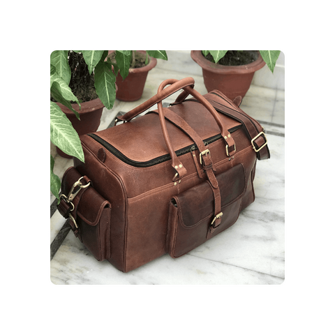 Indian Manufacturer Leather Weekend Bag Luxury Overnight Holiday