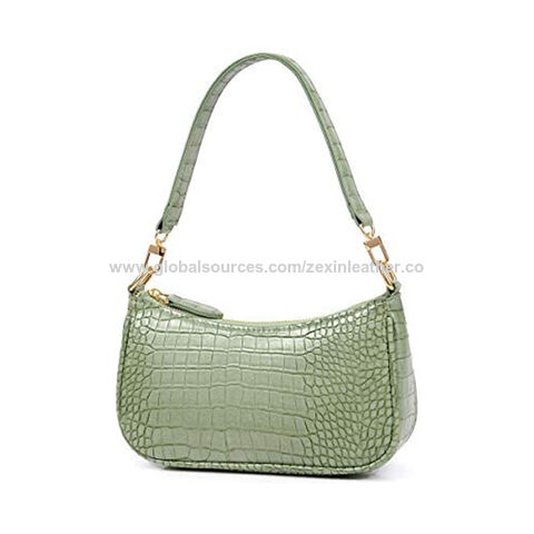 Small Crocodile Embossed Square Bag Elegant White Top Handle PU For Daily  Life