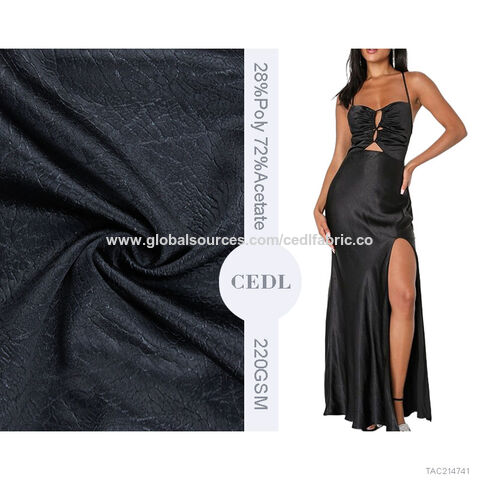 Terima Kustomisasi Kain Satin Tekstur Kulit Ular Press Campuran Poliester Asetat Hitam untuk Gaun for sale at factory direct price