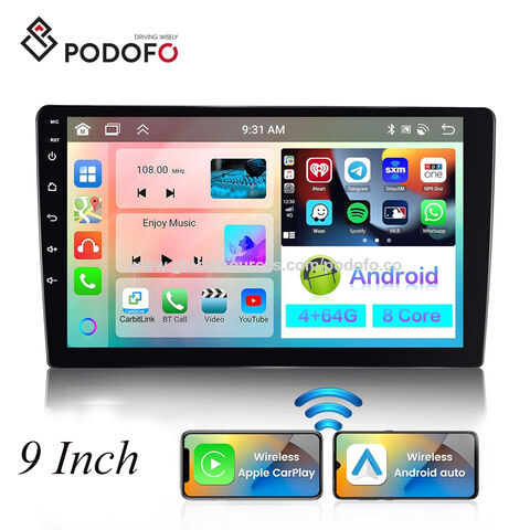  Android Car Stereo Double Din with Wireless Carplay Android Auto,  9 Inch Touch Screen Head Unit Supports GPS Navigation, WiFi, Hi-Fi Sound,  FM/RDS Radio, Split Screen + Backup Camera : Electronics