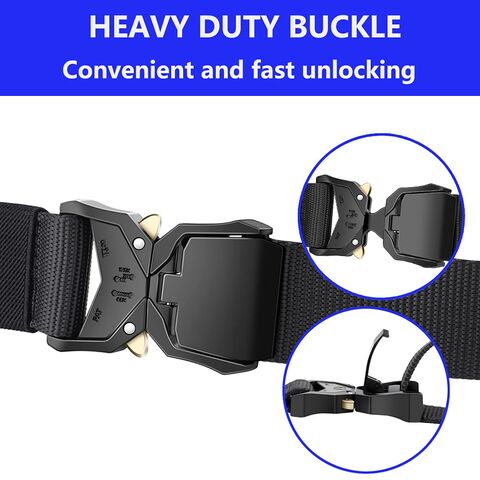 Trimming Shop Military-Style Nylon Webbing Belt – Quick-Release Buckle, Fits Up To 45" Waist, Brown