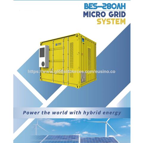 LFP LiFePO4 Batteriecontainer, Microgrid-Steuerung und Batteriespeicher-Wechselrichter für netzunabhängige Solaranlagen und Notstromversorgung.