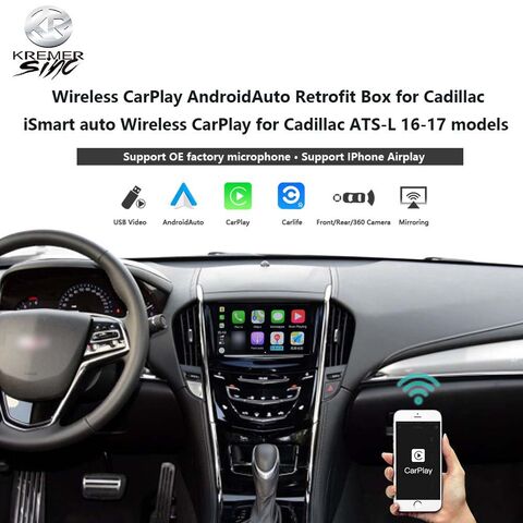 Kabellose CarPlay AndroidAuto Nachrüstbox für Cadillac kSmart auto für Cadillac ATS-L Modell 16-17, Spiegelverbindung, Rückfahrkamera