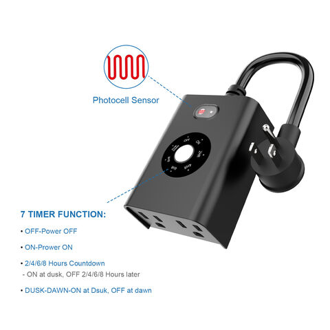 Remote Photocell 3-Outlet Control Timer