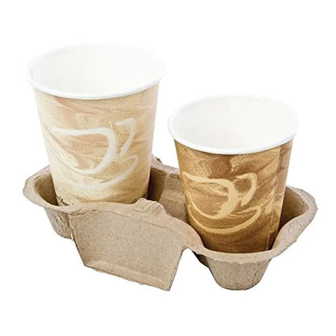Proveedor Fabricante Soporte Desechable de Alta Calidad para Vasos de Bubble Tea, Portavasos de Papel Moldeado de Pulpa para Café