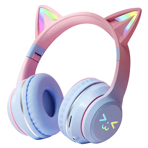 Gradient Big Cat Ear Bluetooth Headphones Stereo Fm Headset For