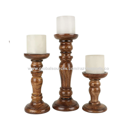 Mango de Madera Portavelas Velas Pequeñas Conjunto 6 Para Decoración Hogar